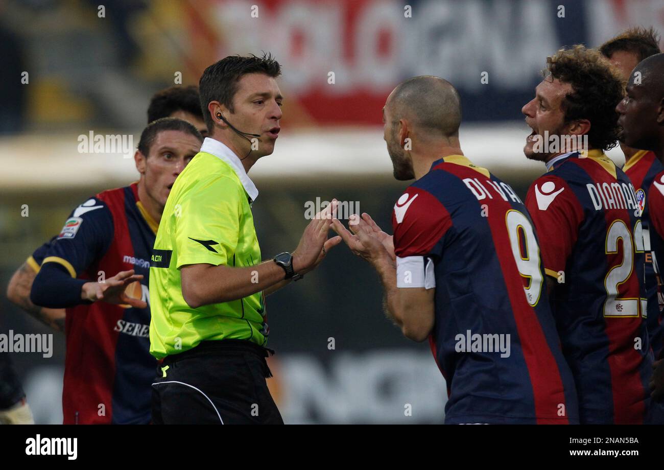 Bologna forward Marco Di Vaio and his teammate forward Alessandro ...