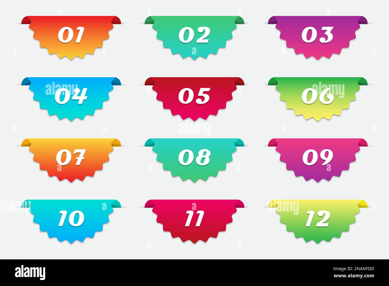 Set of number bullet ribbons with shadow. Vector illustration Stock ...
