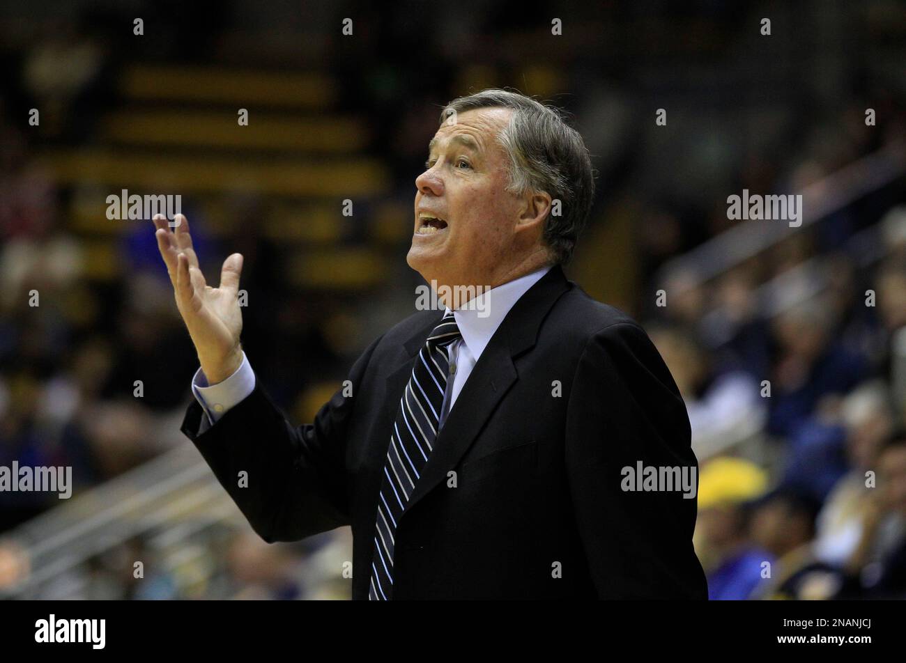 California head coach Mike Montgomery instructs his team against San Jose  State during the second half of an NCAA college basketball game in  Berkeley, Calif., Wednesday, Dec. 7, 2011.(AP Photo/Marcio Jose Sanchez