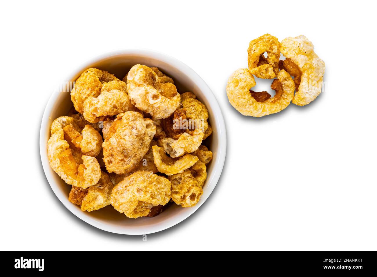 top view (flat ray) of crispy homemade delicious deep fried pork rinds