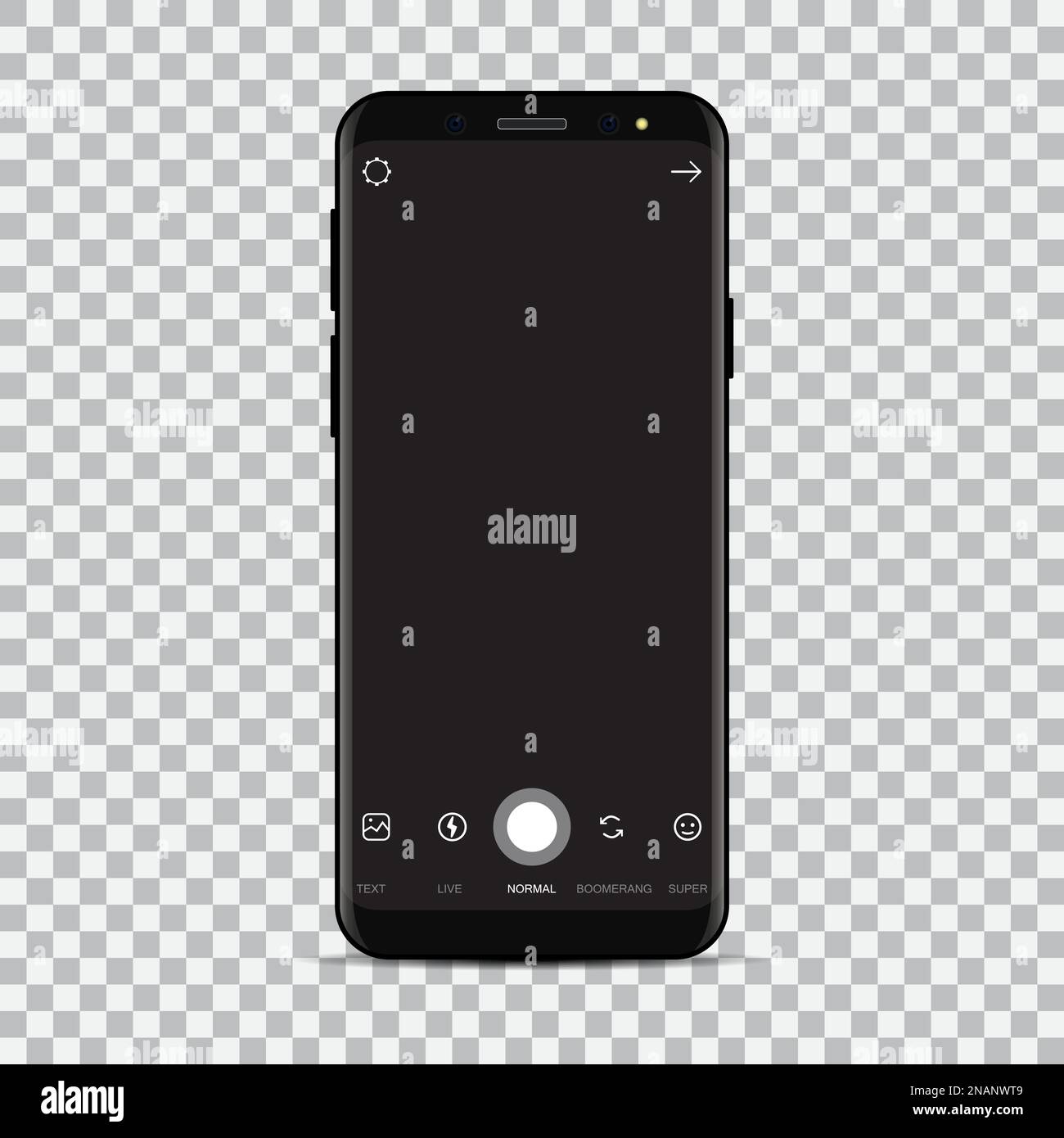 New smartphone with camera application. Vector illustration Stock Vector