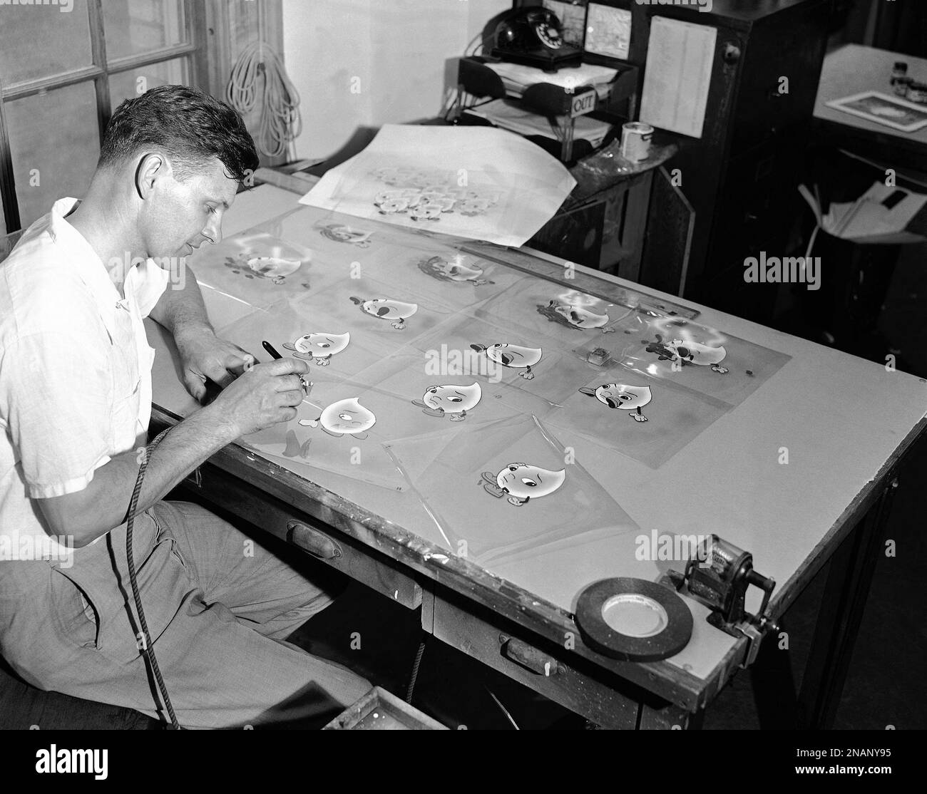 Seymour Payne air brushes the back of a raindrop drawing sequence for