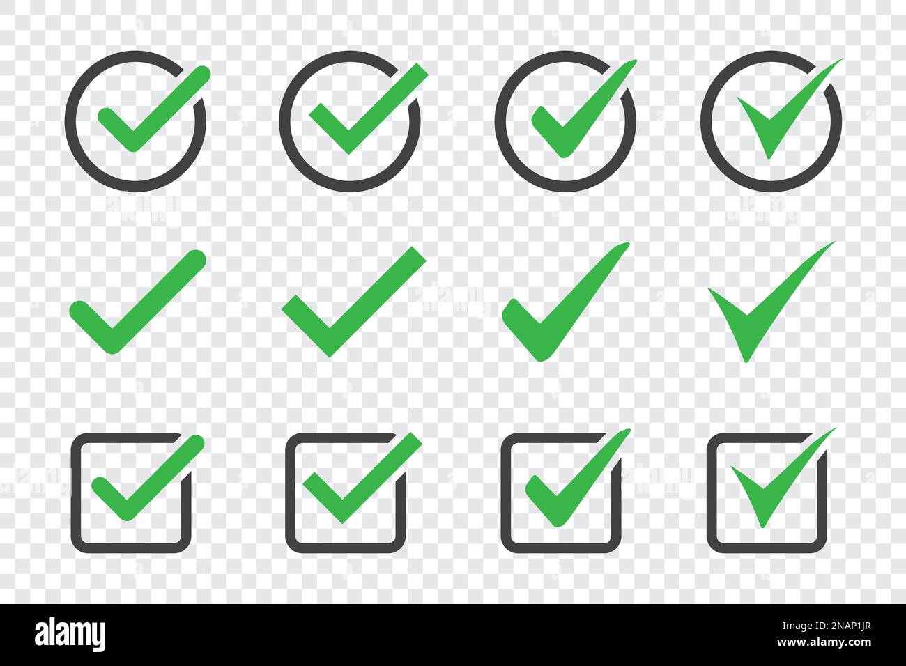 Set of check mark icon on a transparent background Stock Vector Image ...