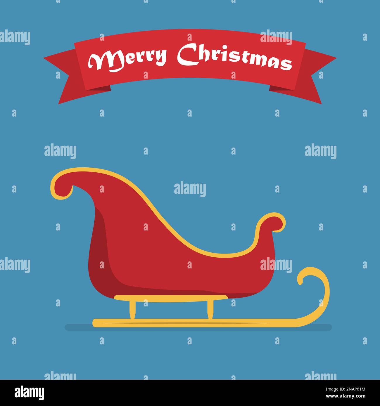 Santa sleigh with shadow and ribbon. Vector illustration Stock Vector ...