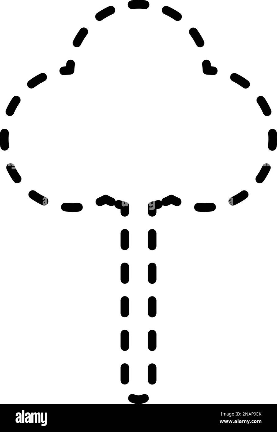 Tracing lines dotted tree outline shape for preschool and kindergarten