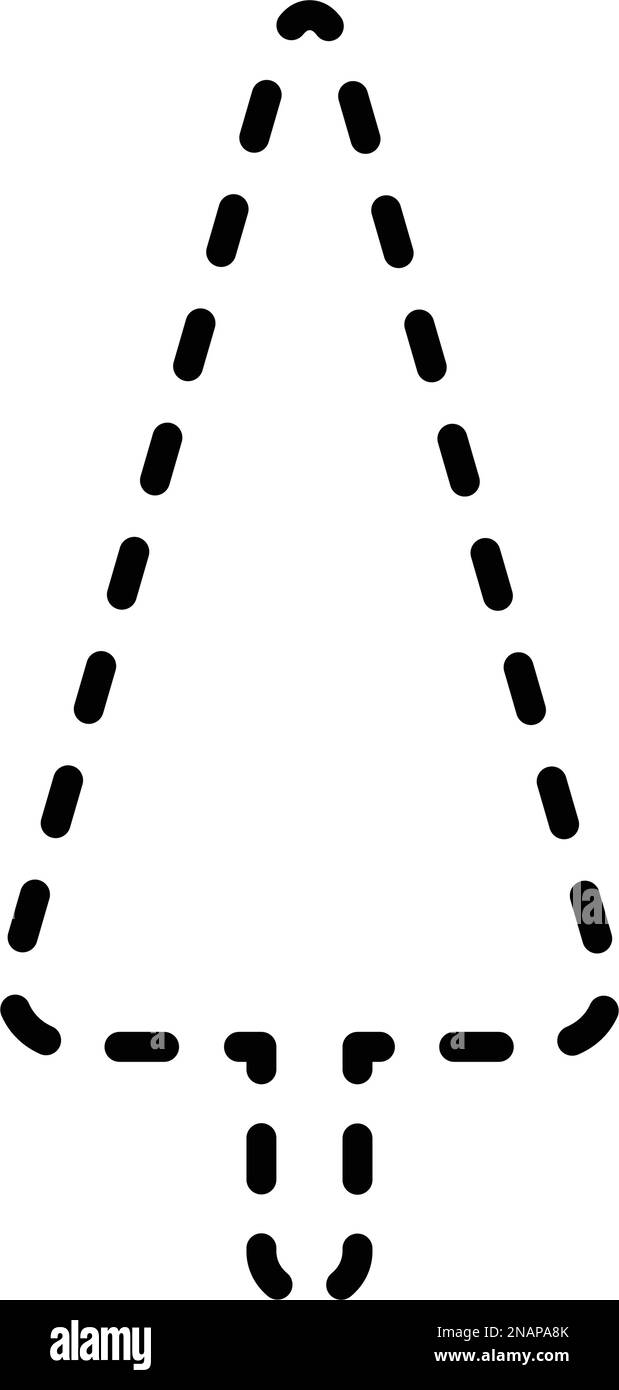 Tracing lines dotted tree outline shape for preschool and kindergarten