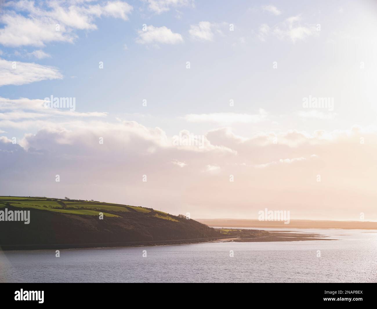General view across Carmarthen Bay from Llansteffan looking out to