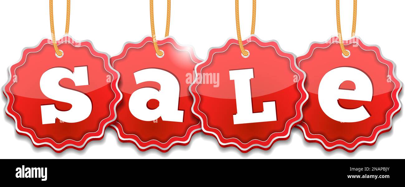 Red sale tags on white background, vector eps10 illustration Stock