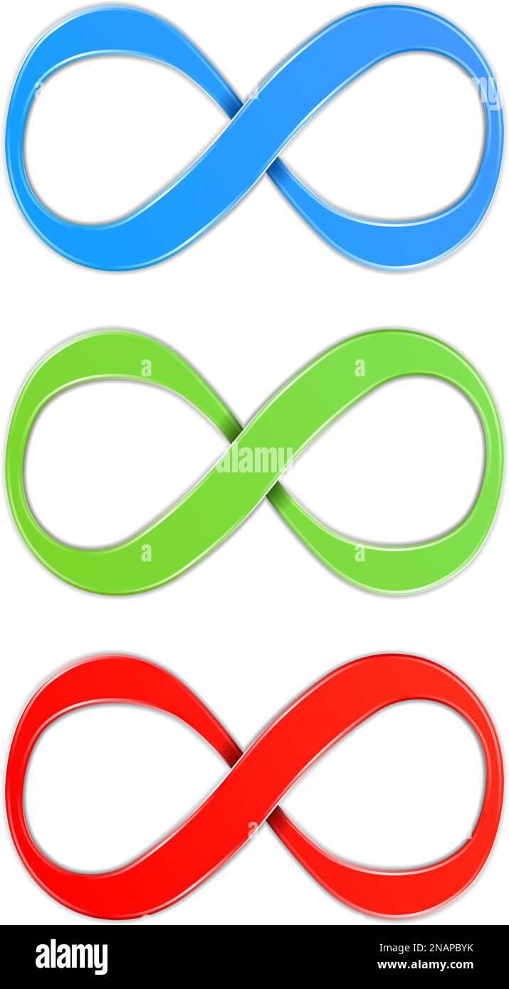 Infinity symbols, blue, green and red colors, vector eps10 illustration ...
