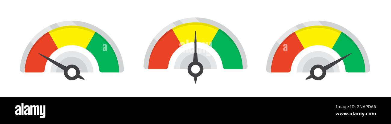 Set of measuring speedometer icons. Infographic gauge elements Stock ...
