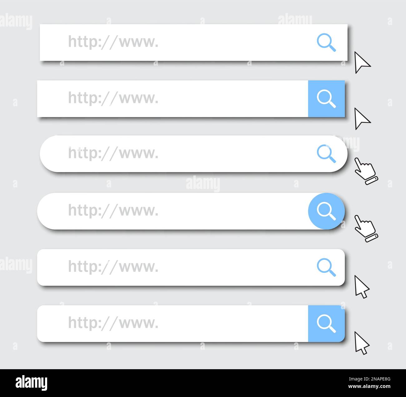 Set of www address search bar icons with shadow Stock Vector Image ...