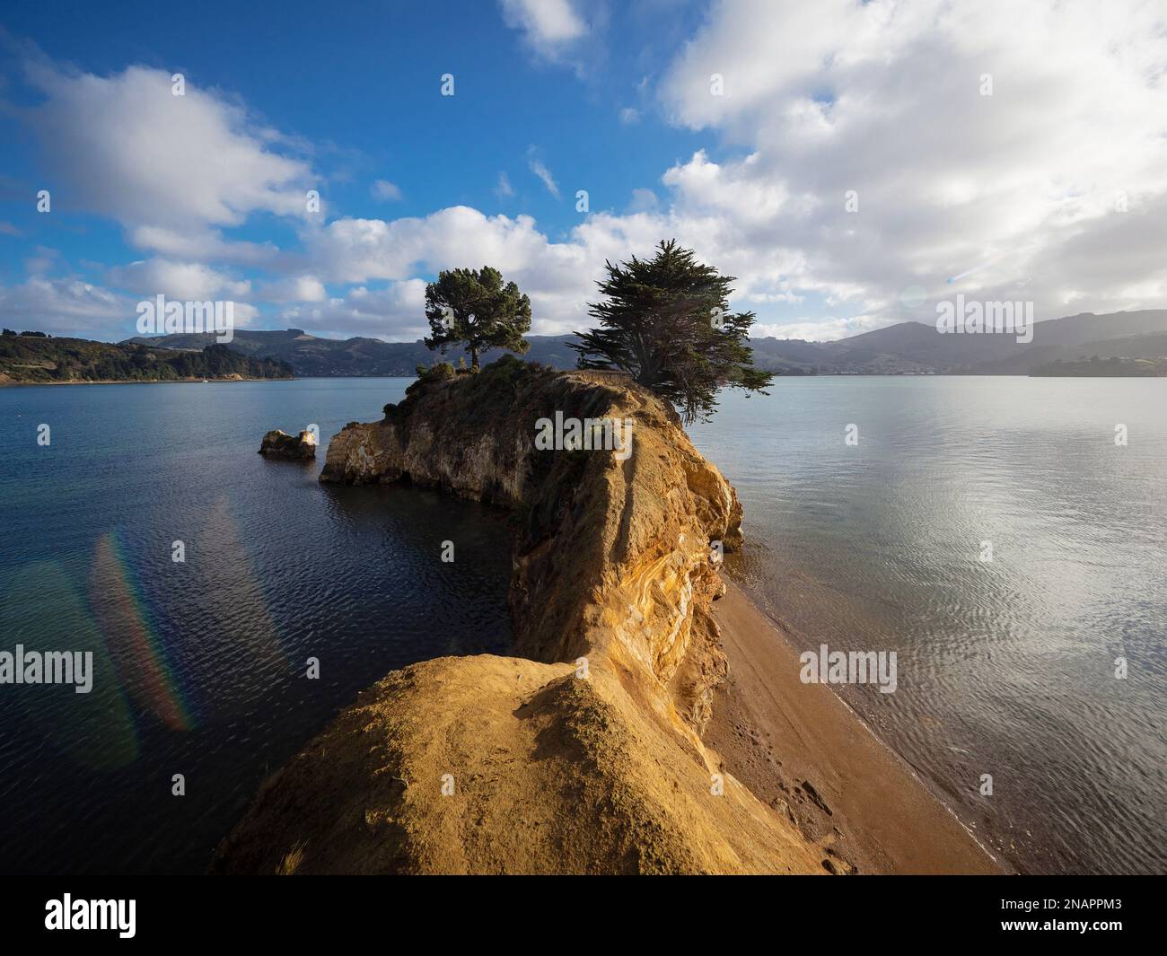 Steep cliff isthmus peninsula beach rock formation Yellow Head headland ...