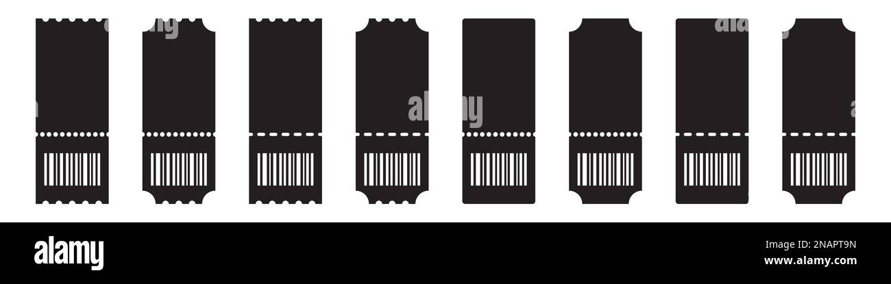 Set of blank ticket template with barcode on a white background Stock Vector