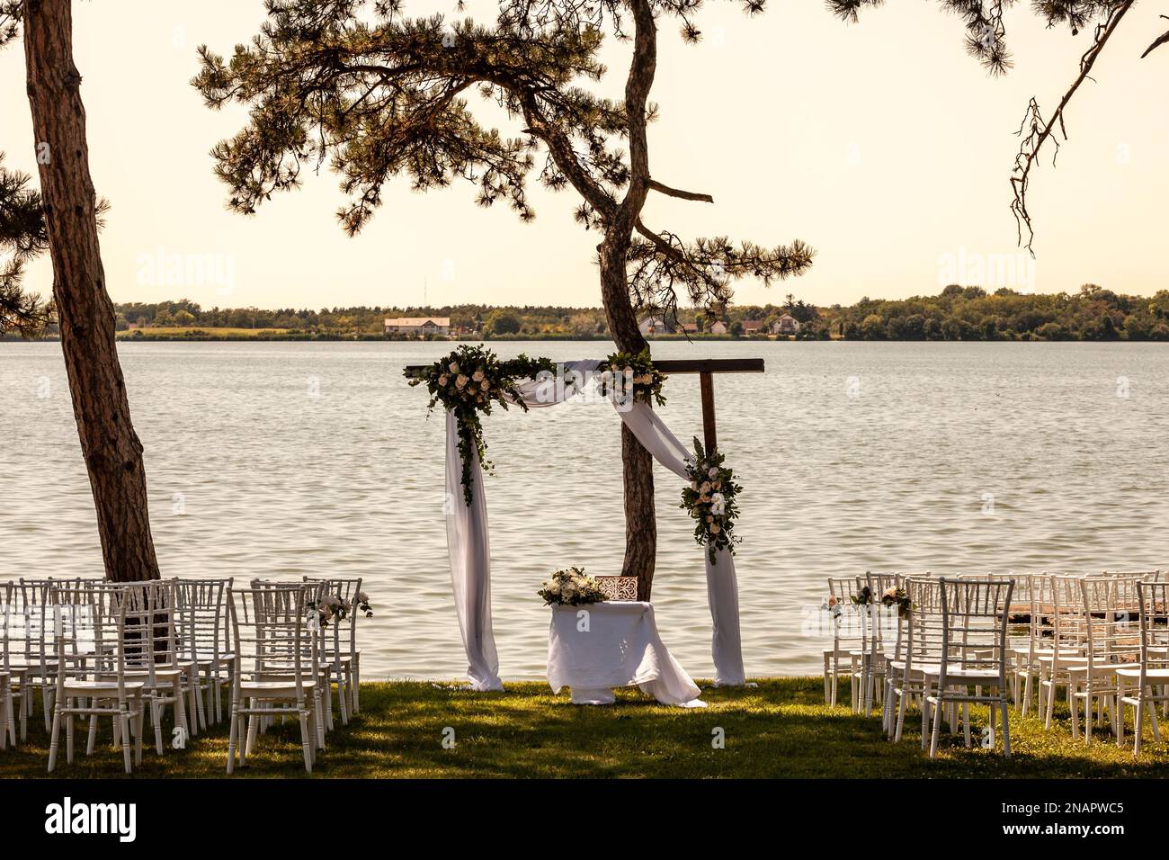 Picture of Lake Palic in Serbia, also called as Palicko jezero, with a ...