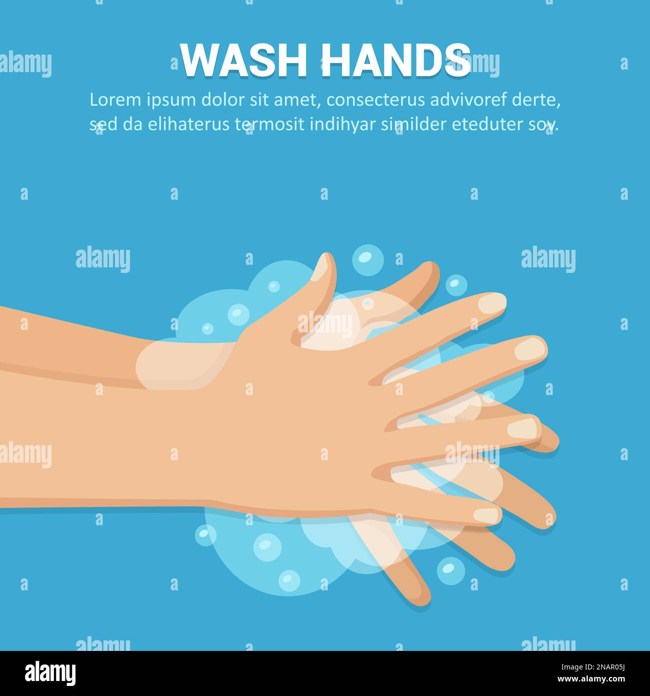 Washing hands with soap concept in a flat design. Vector illustration Stock Vector