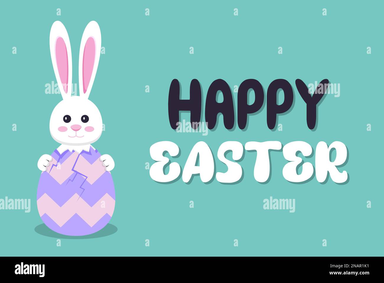 Happy Easter background with bunny in a flat design Stock Vector