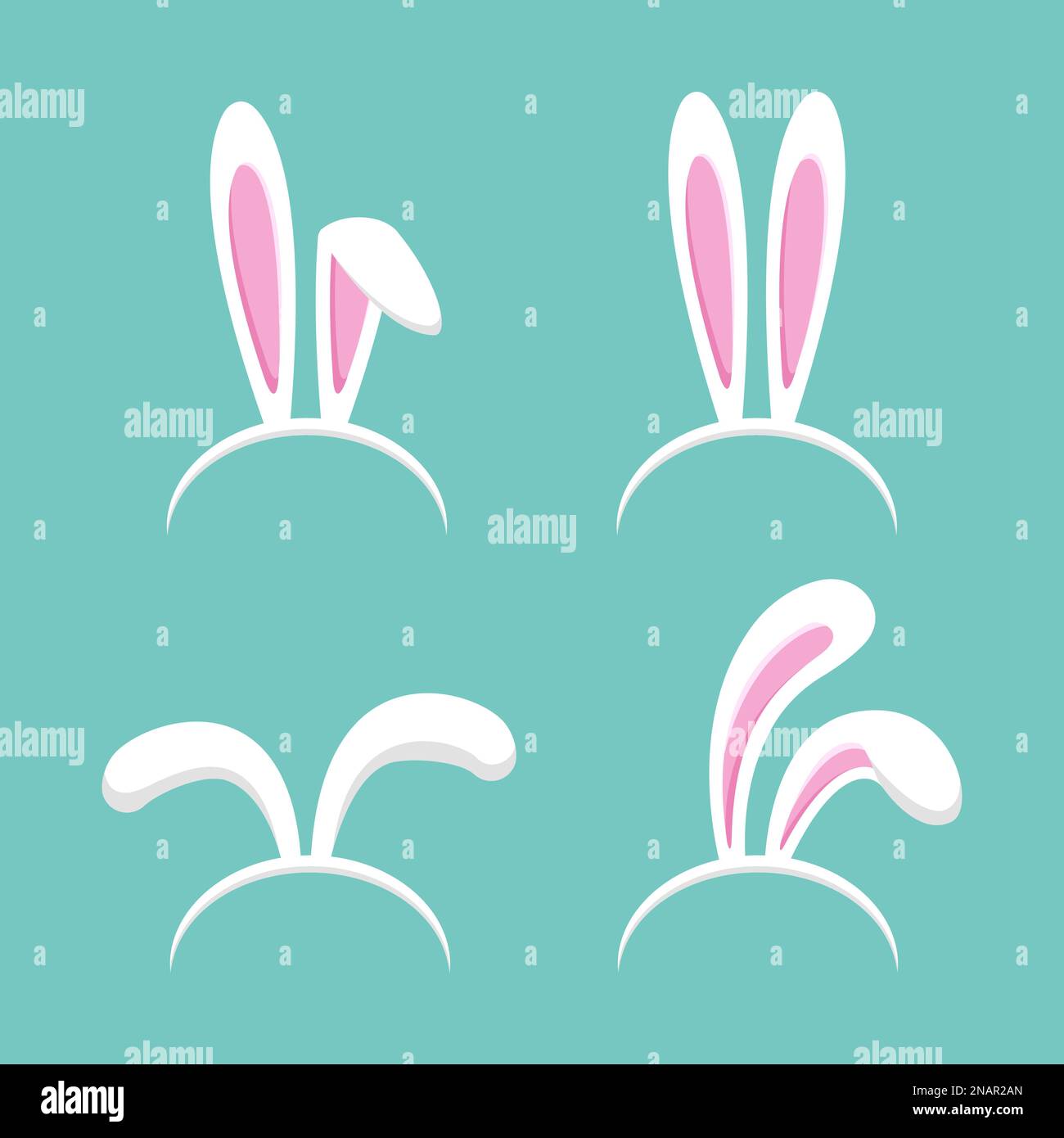 Set of Easter bunny ears mask in a flat design Stock Vector Image & Art
