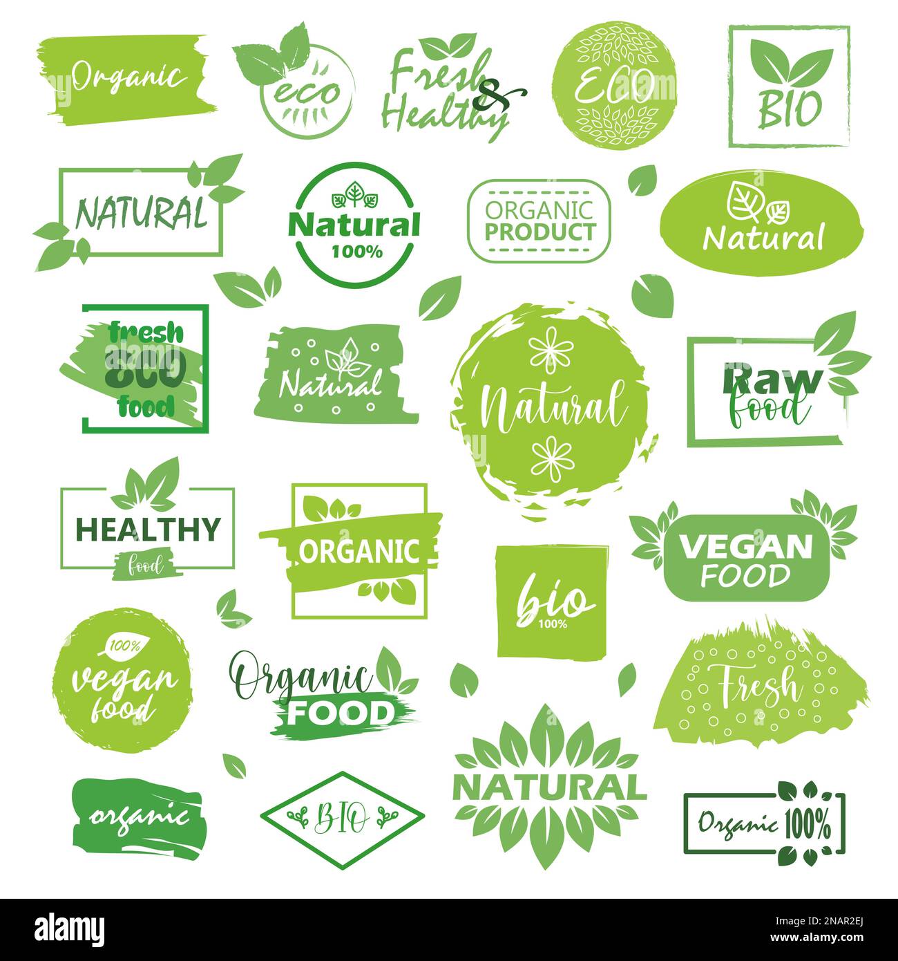 Big set of fresh eco organic grunge labels on a white background Stock ...
