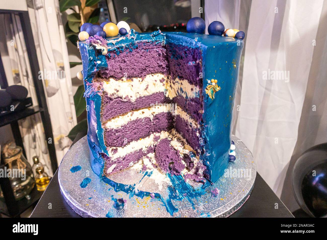Ube cake is a traditional Filipino cake served at celebrations like