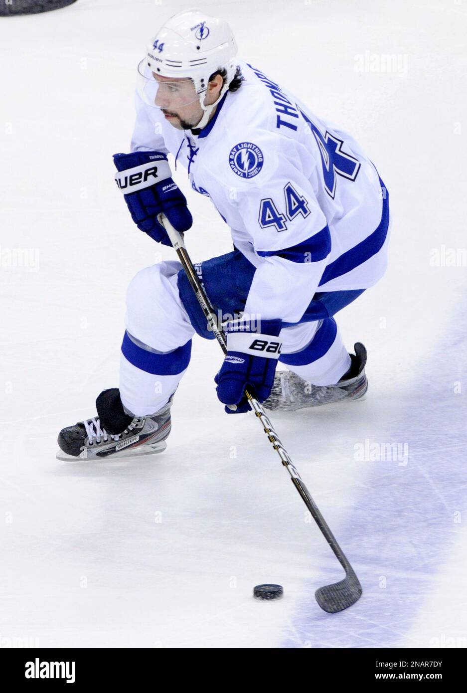 Tampa Bay Lightning's Nate Thompson in the first period of an NHL hockey game between the Wild