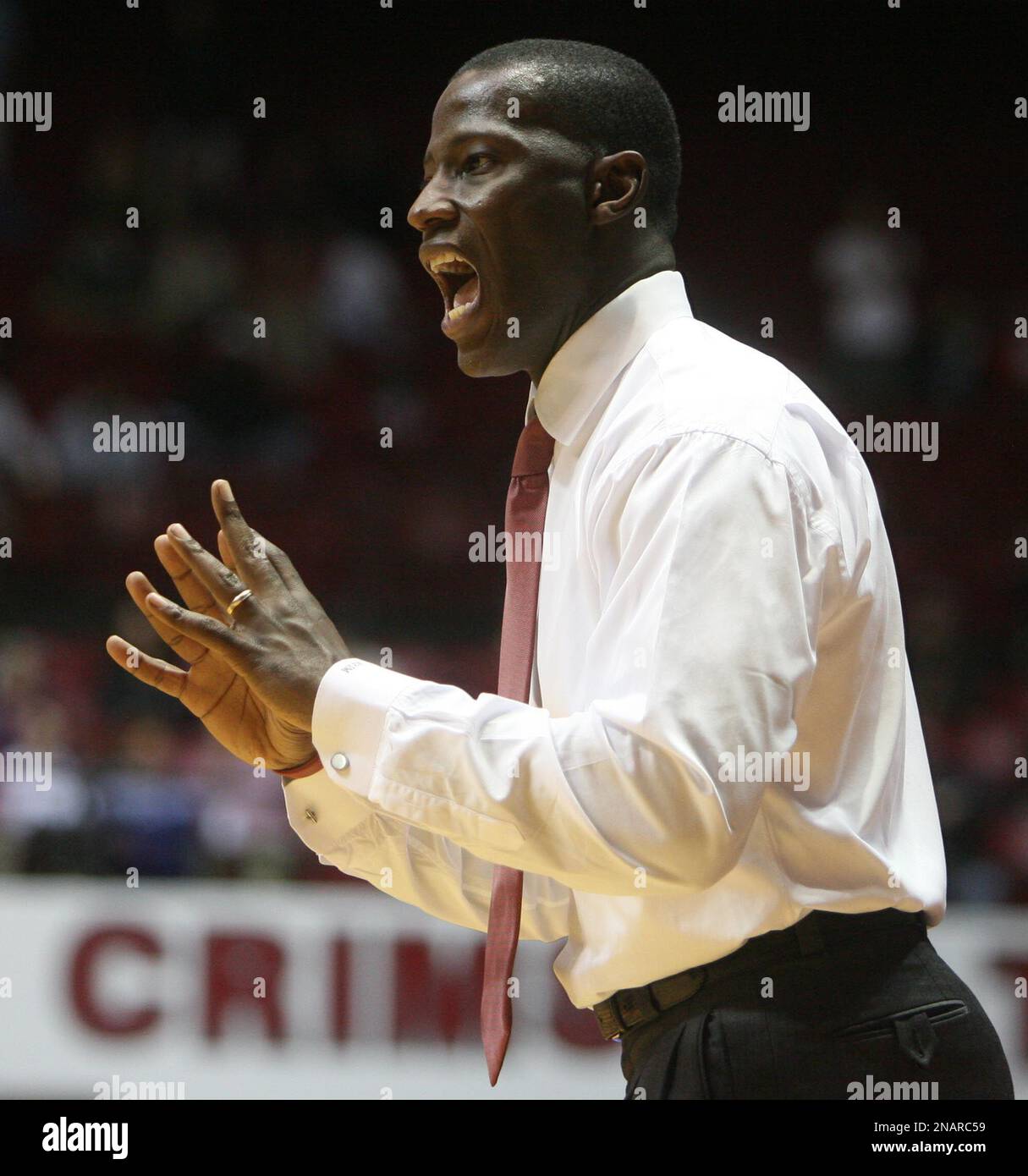Alabama coach Anthony Grant looks on during the second half of an NCAA college basketball game against Virginia Commonwealth in Tuscaloosa, Ala., on Sunday, Nov. 27, 2011. (AP Photo/Robert Sutton) Stock Photo