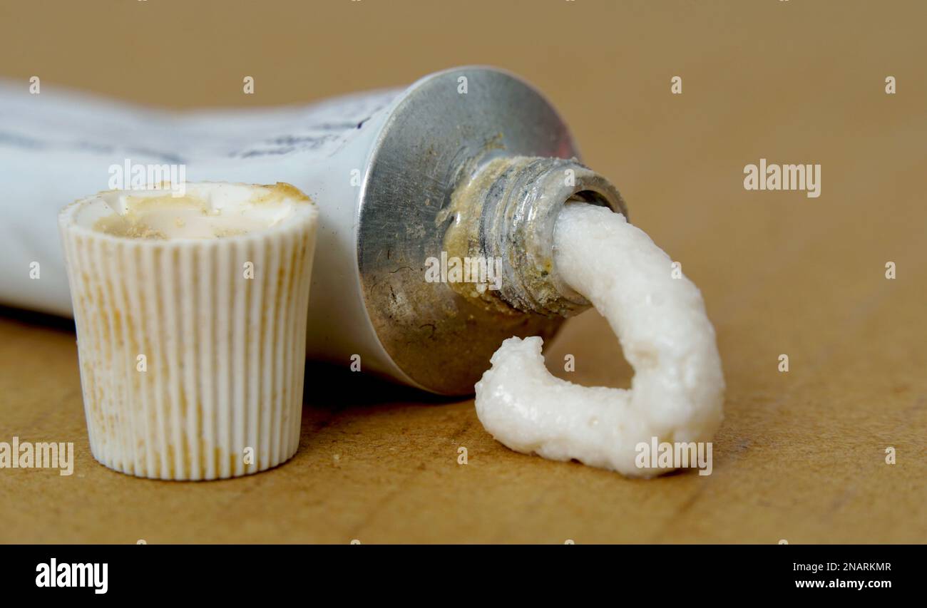 expired medicine cream in a dirty tube, danger and health concept