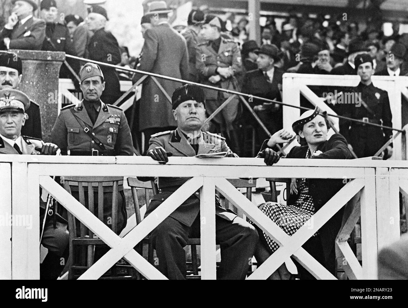 Italian leader Benito Mussolini with his daughter Edda, wife of Count