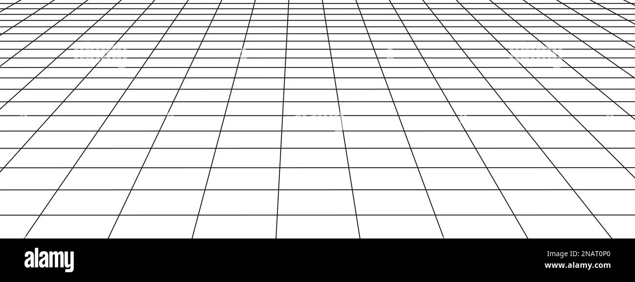 Horizontal perspective grid. Tile floor texture. Checkered plane