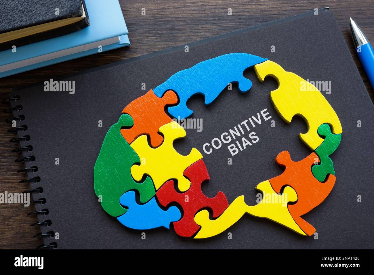 Brain from puzzle and inscription cognitive bias Stock Photo Alamy