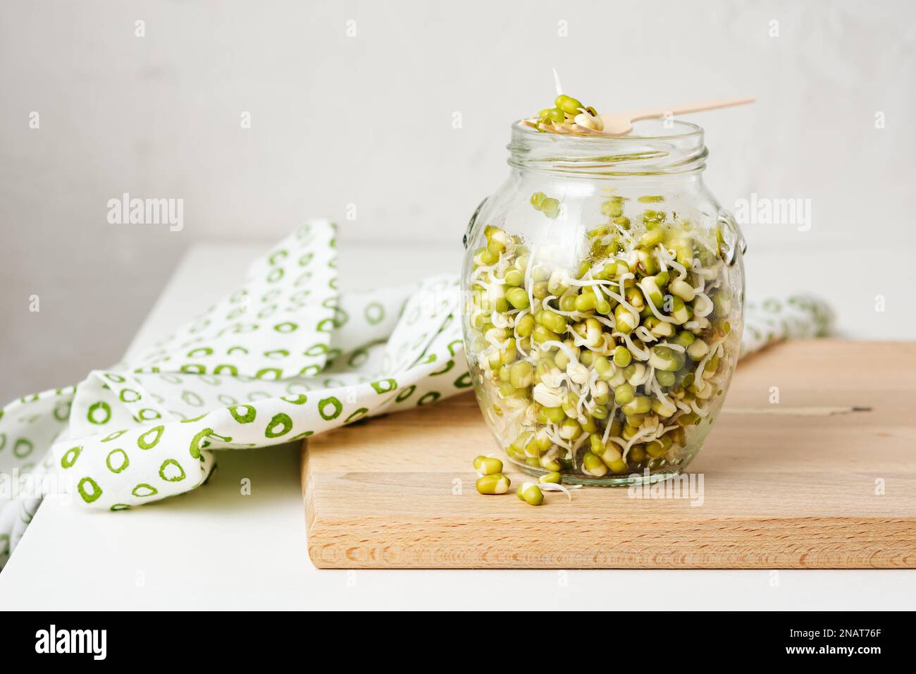 Fresh mung bean sprouts in a jar Stock Photo Alamy