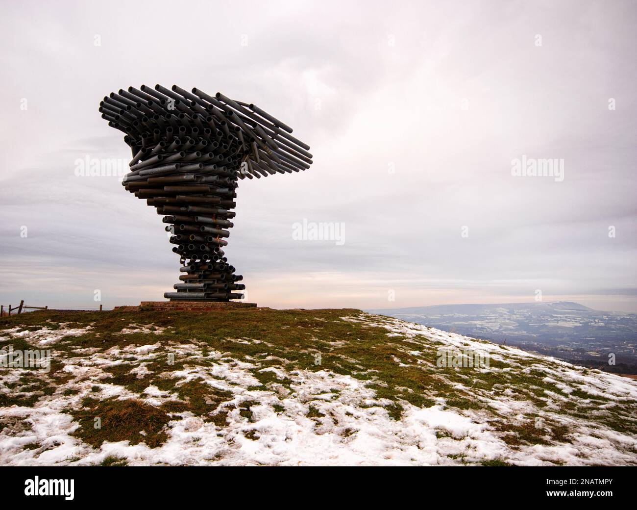 Looking towards a distant Pendle Hill from the Singing Ringing Tree ...