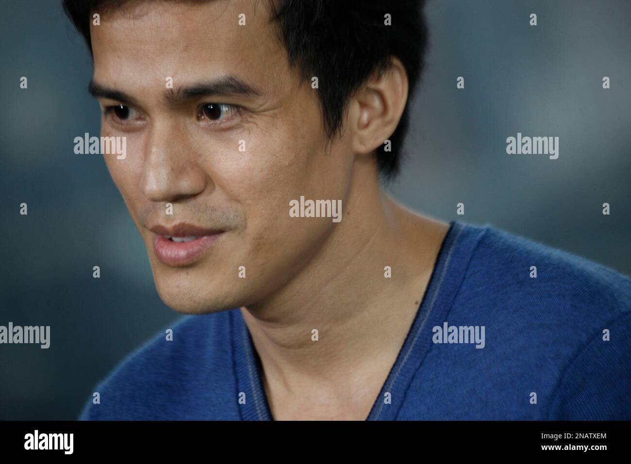 Taiwanese actor Da Ching reacts during an interview in Hong Kong Friday ...