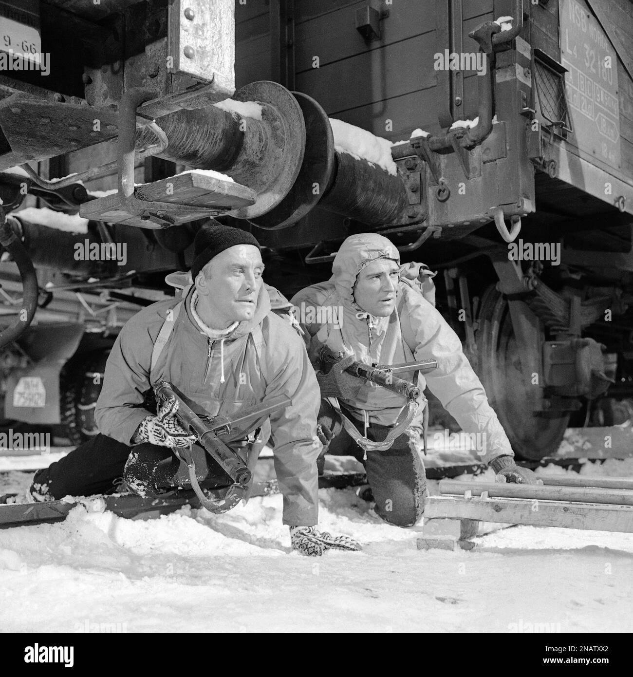 American actor Kirk Douglas, left, and British actor Richard Harris