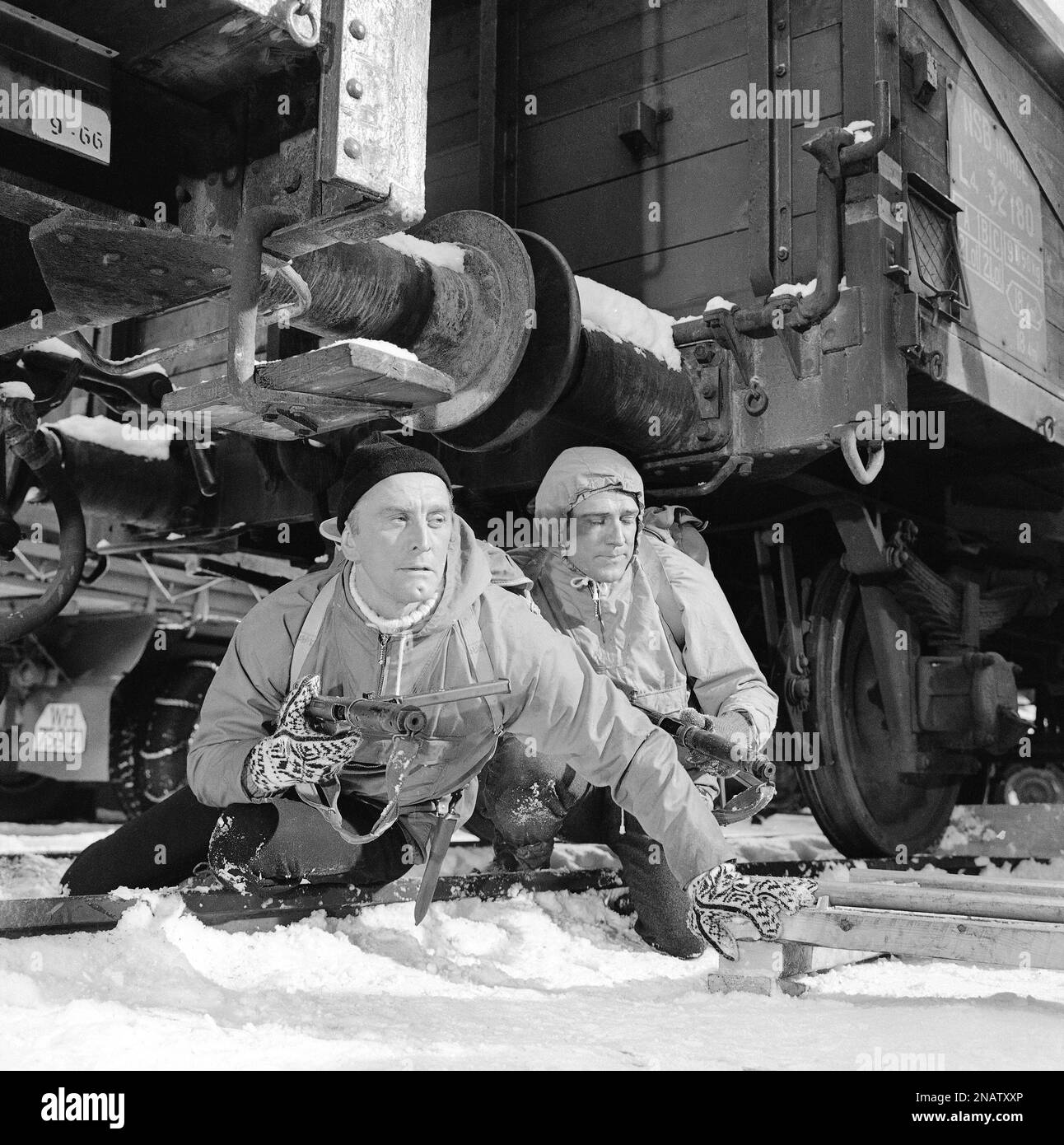 American actor Kirk Douglas, left, and British actor Richard Harris