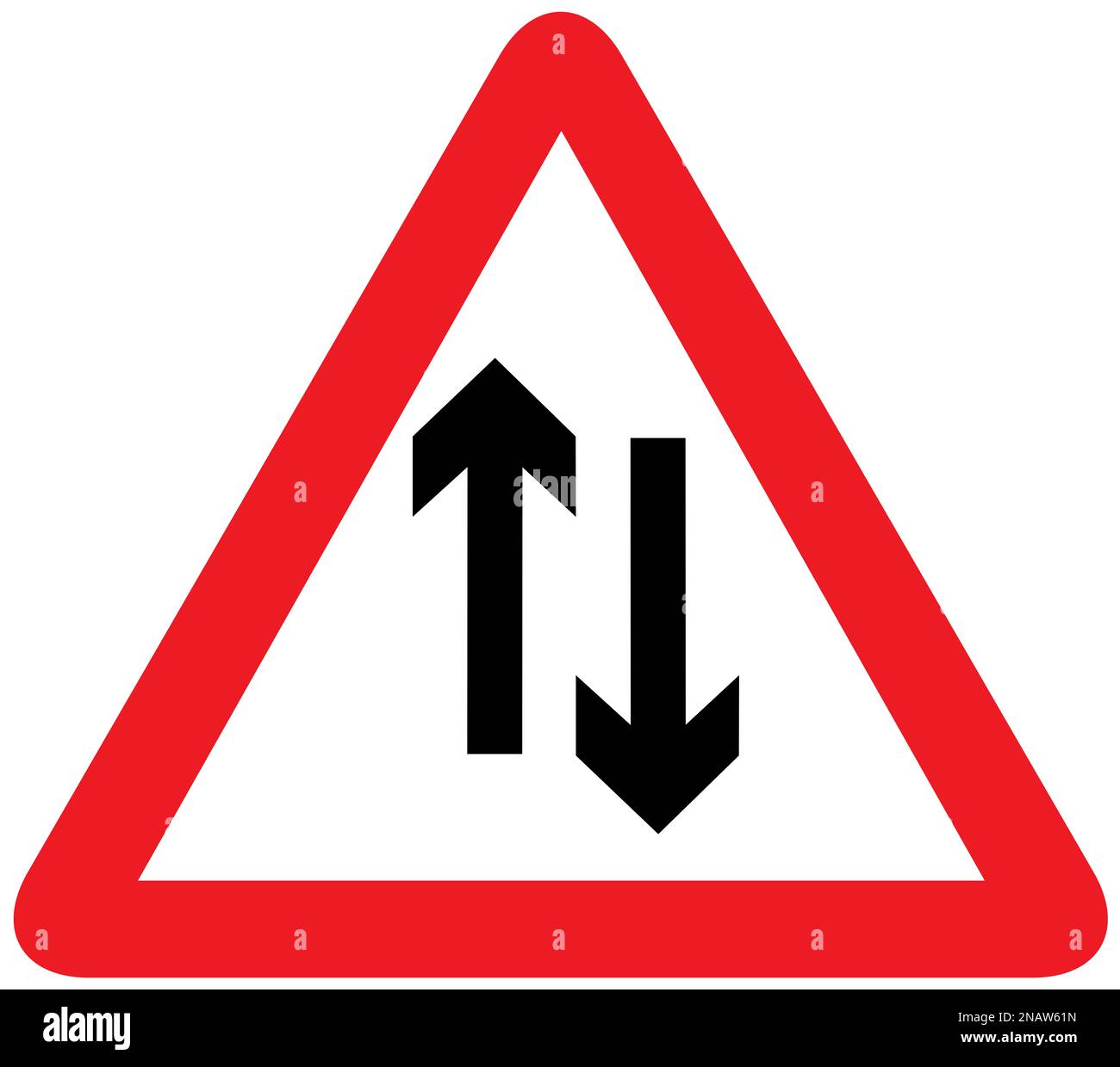 Two-way traffic British road sign Stock Photo