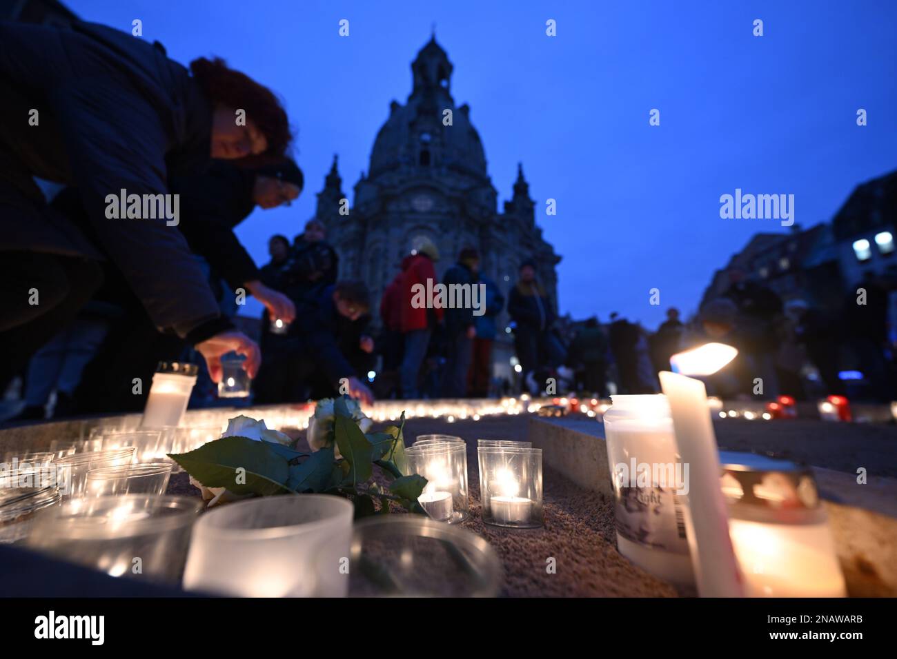 Dresden, Germany. 13th Feb, 2023. Citizens form a human chain on ...