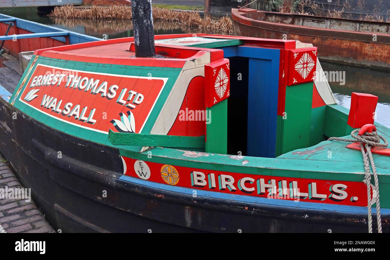 Ernest Thomas Ltd, Walsall , Birchills working narrowboat barge, - Chairman of WFC Ernie Thomas Stock Photo
