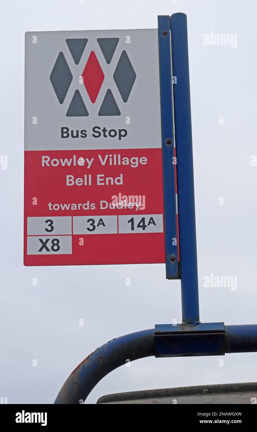 Bell End NX bus stop, Rowley Village, Rowley Regis, Sandwell, West Midlands, England, UK, B65 9LX Stock Photo