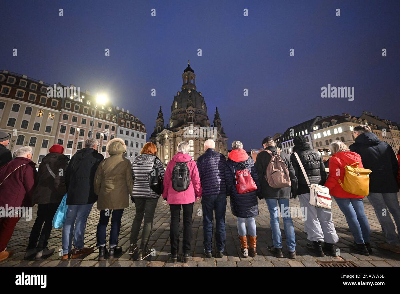 Dresden, Germany. 13th Feb, 2023. Citizens form a human chain on ...