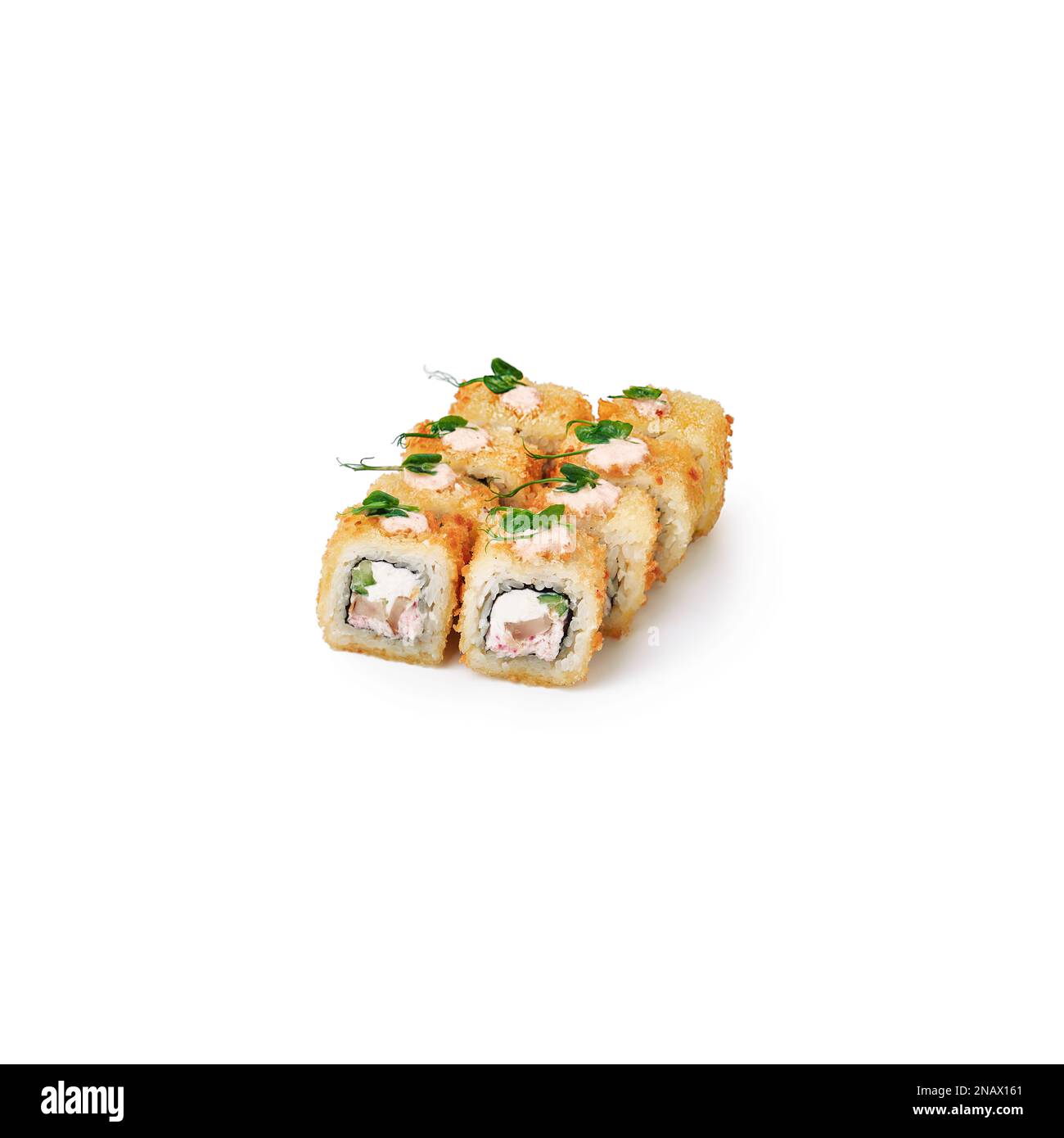 Sushi rolls Tori in Tempura isolated on a white background Stock Photo