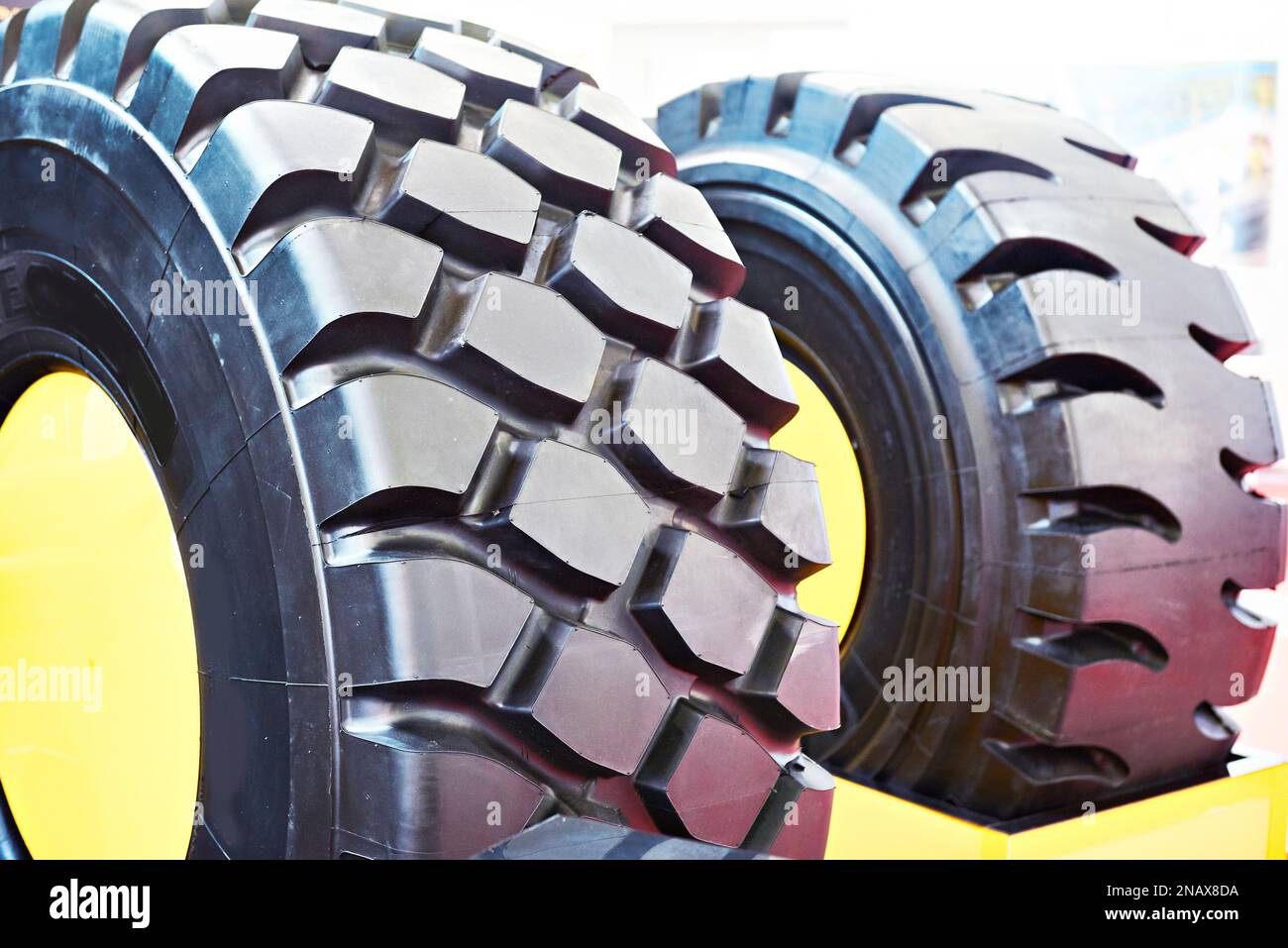 New tractor tire tread in store Stock Photo