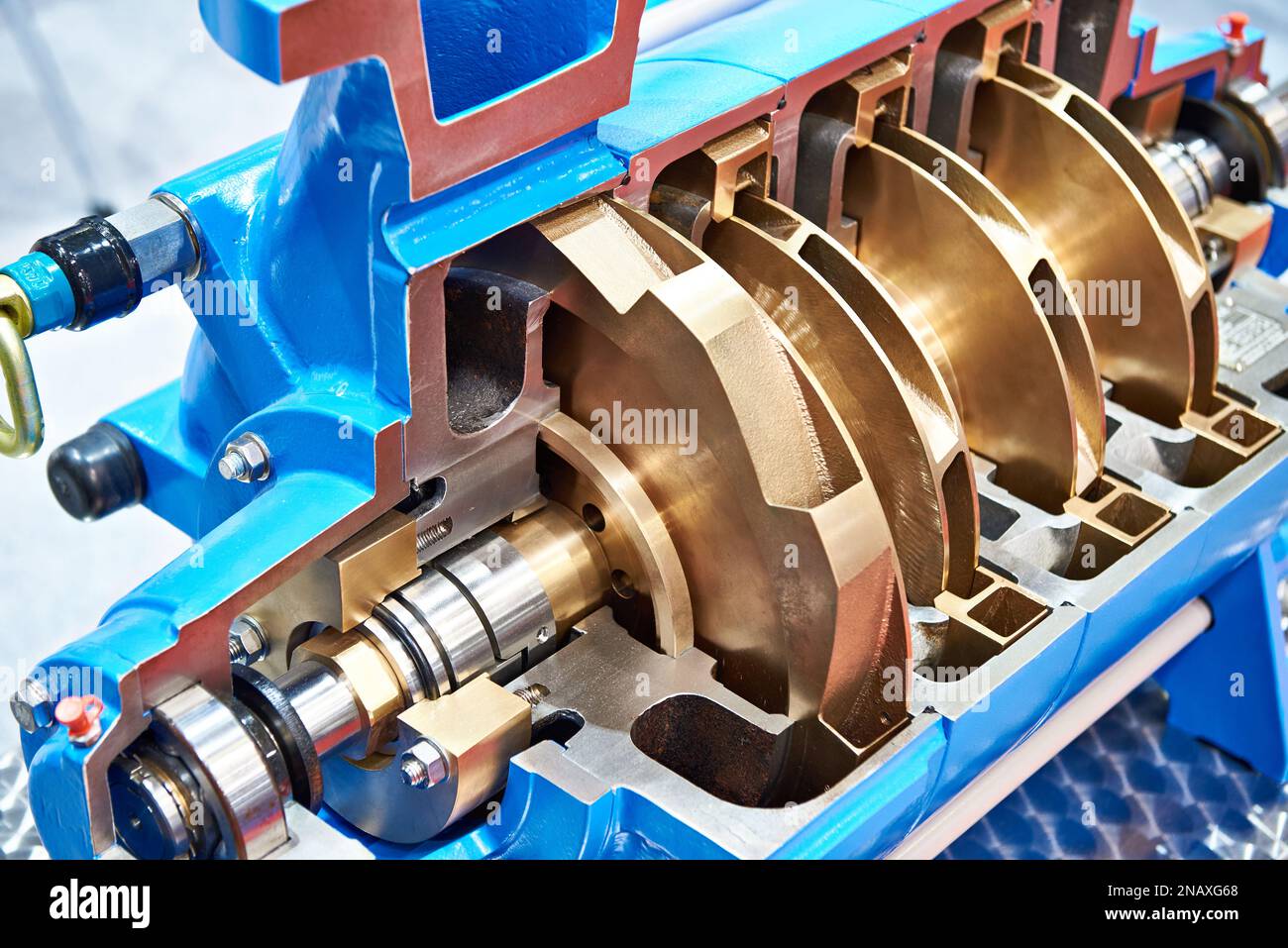 Industrial multi-stage centrifugal pump in cross section Stock Photo