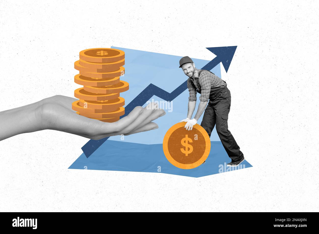 Photo poster collage of young automobile mechanic engineer technician man  push usdt binance crypto currency growth isolated on white background Stock  Photo - Alamy