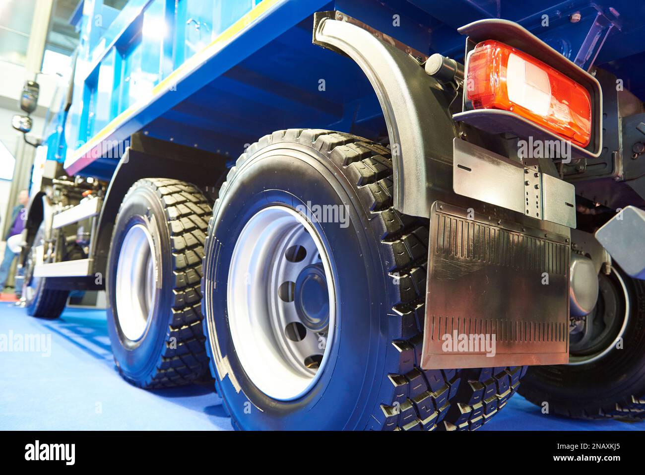 Rear truck wheels on auto show Stock Photo Alamy