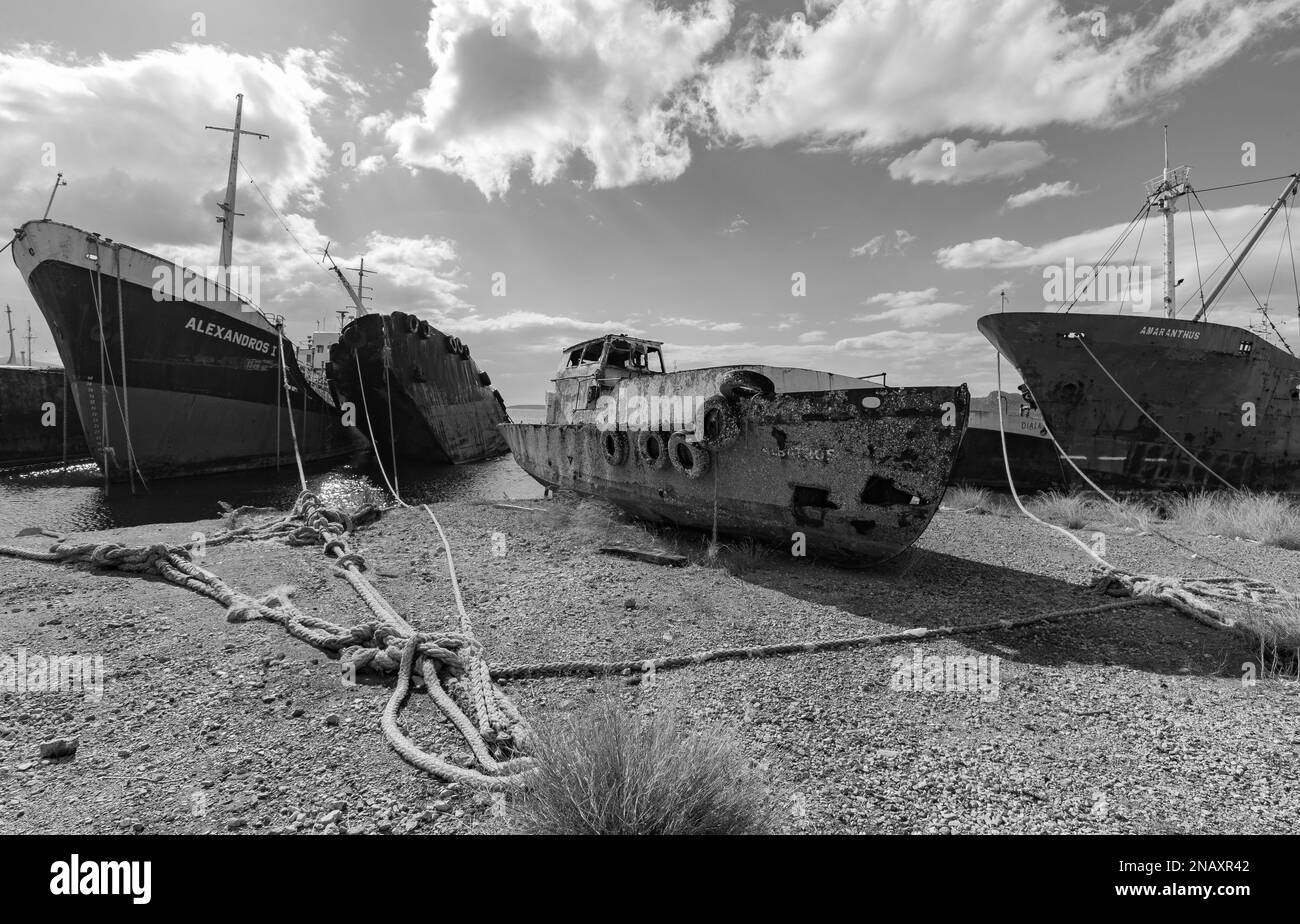 shipwrecks at elefsina, greece Stock Photo