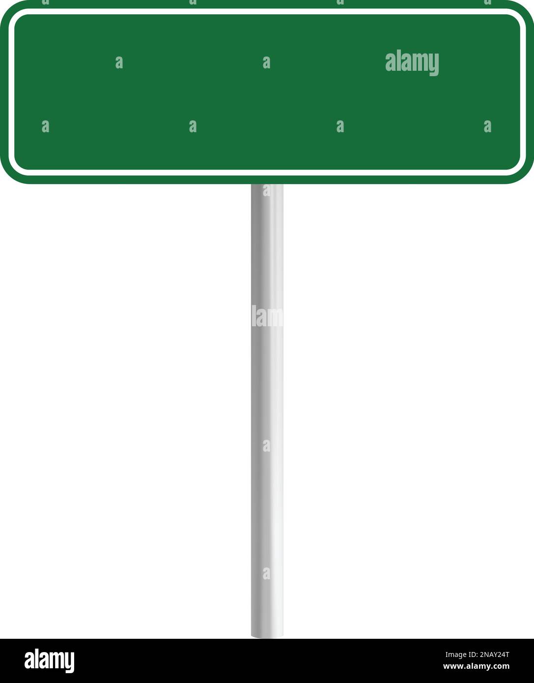 Road green traffic sign board. Blank board with place for text. Danger blank warning empty signs. Traffic sign board mockup. Transportation guidance b Stock Vector
