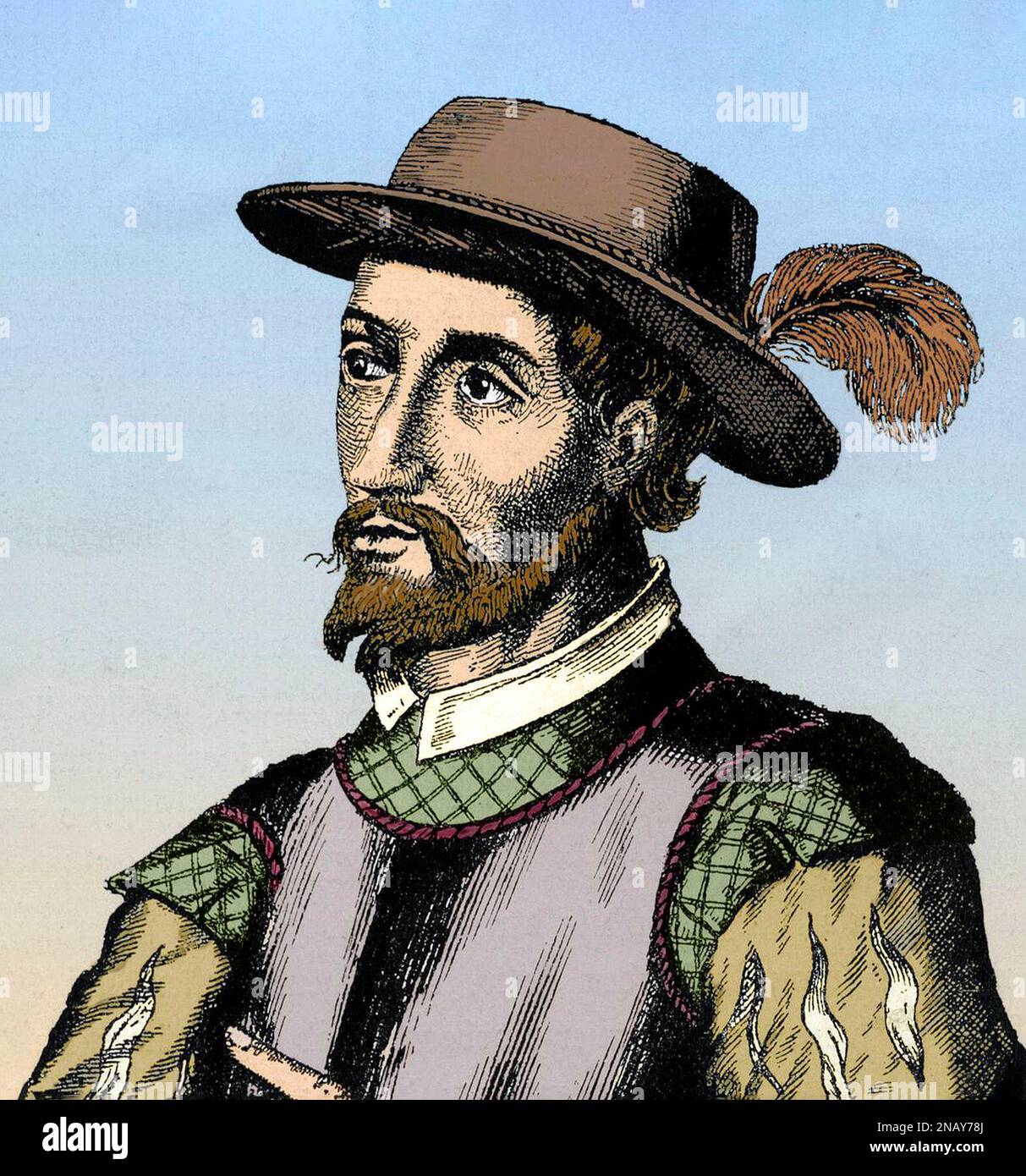 Ponce de Leon. Portrait of the Spanish explorer and conquistador, Juan Ponce de León (1474-1521), engraving, 17th century Stock Photo