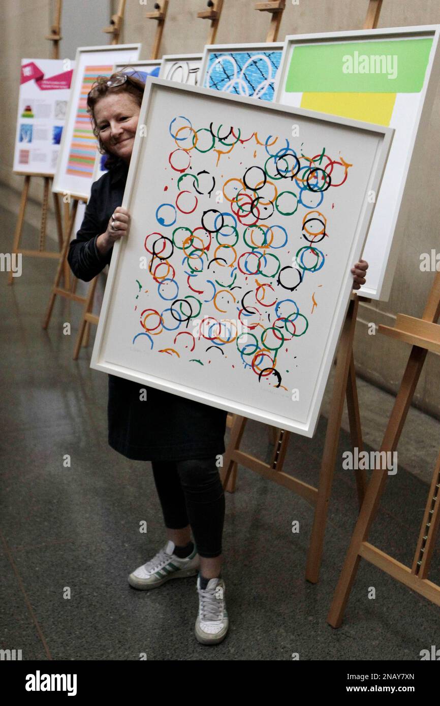 British artist Rachel Whiteread poses with her Olympic poster 'LOndOn ...