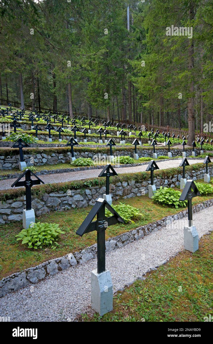 Monte Piana First War World cemetery, Landro Valley,  Dobbiaco,Trentino-Alto Adige, Italy Stock Photo