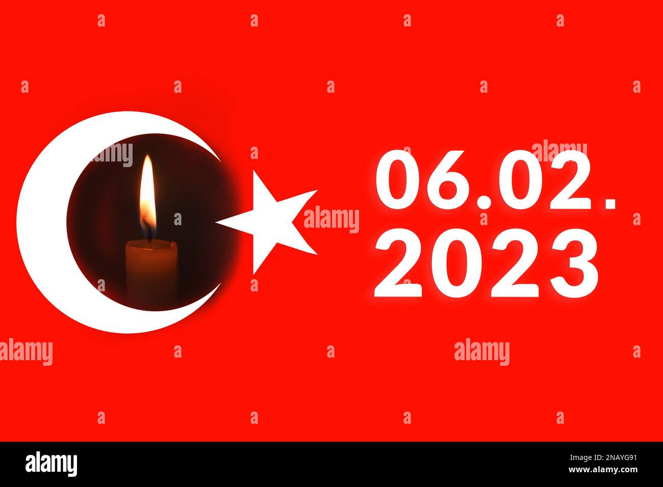 Turkey Earthquake, February 6, 2023. Mournful banner. The Epicenter of the earthquake in Turkey